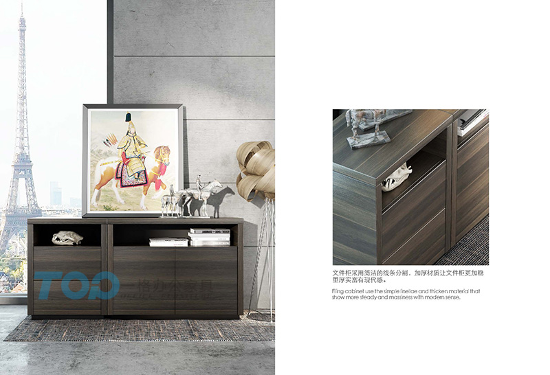 文件柜采用簡潔的線條分割再加上加厚的材質讓文件柜更加的體現(xiàn)出穩(wěn)重、現(xiàn)代感